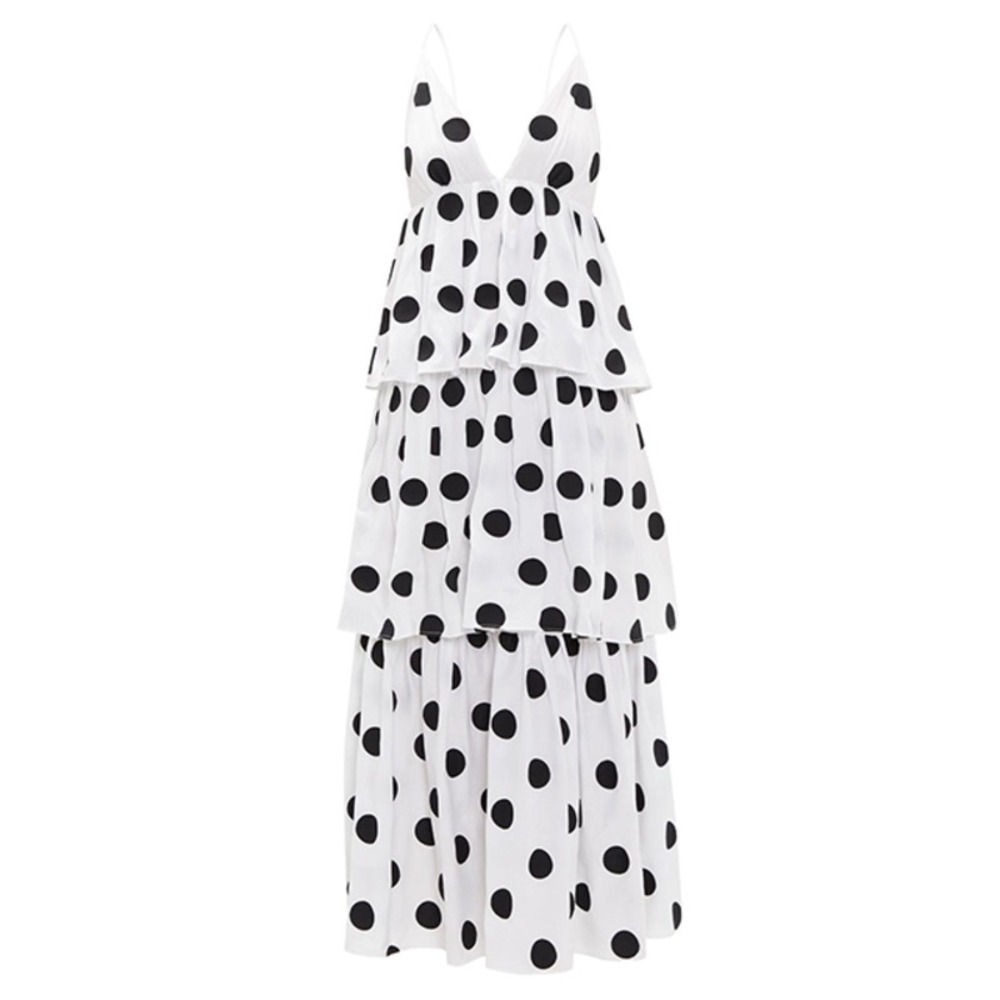 Mara Hoffman Bari Polka Dot Tiered Maxi Dress XS White Resort Vacation Dress - Picture 6 of 11
